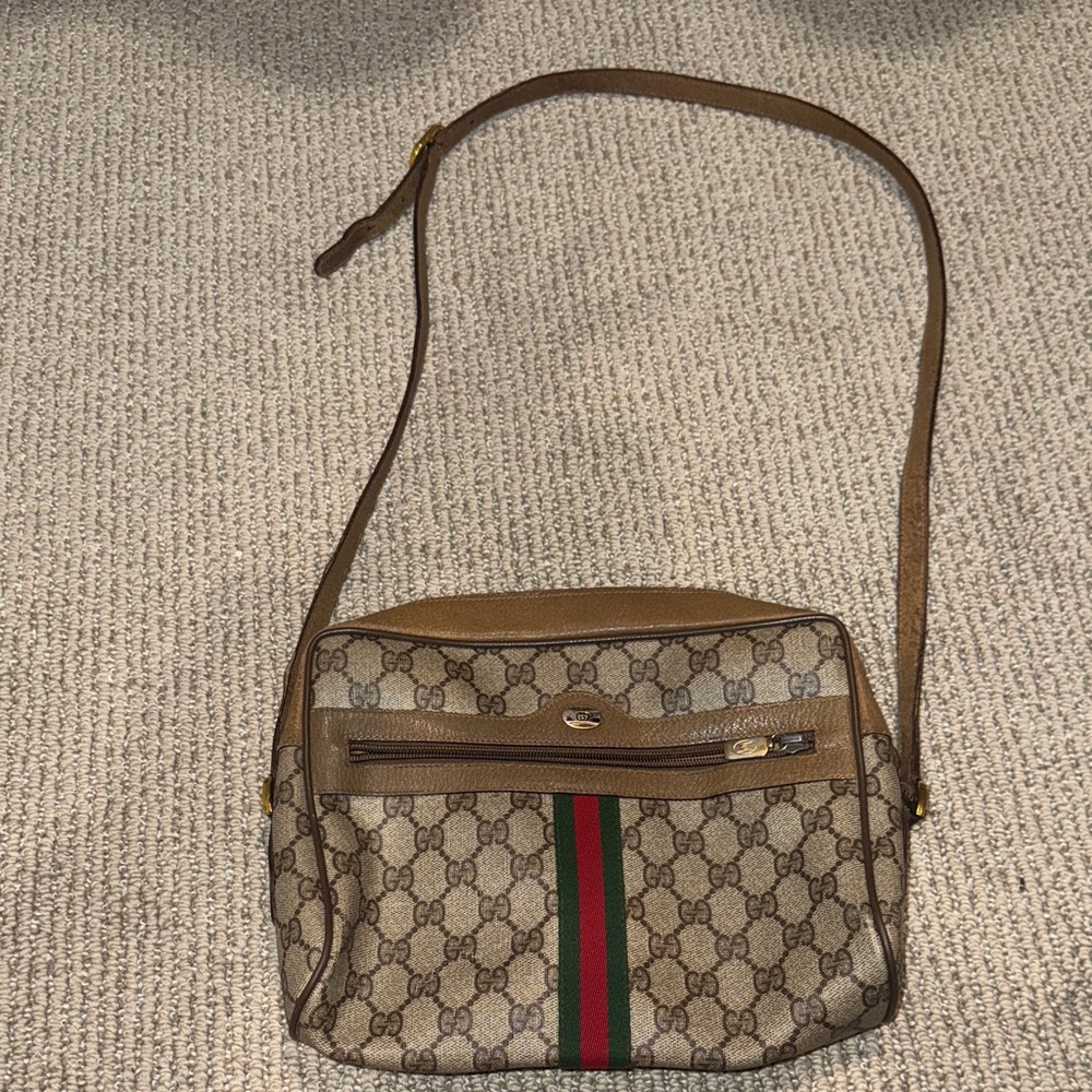 Gucci Vintage Beige and Brown Crossbody Bag